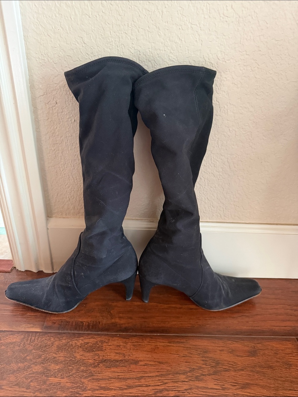 ANTONIO MELANI Black Over-The-Knee Pointed Toe Stiletto Boots